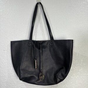 BCBG Paris Black Tote Bag Pebbled Vegan‎ Leather Reversible Purse Shopper City